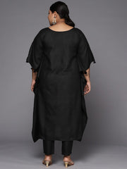 Women Black Flared Sleeves Kaftan Kurta - Inddus.com