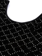 Women Black Sequinned Velvet Stretchable Blouse - Inddus.com