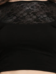 Women Black Solid Stretchable Saree Blouse - Inddus.com