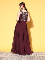 Women Brown Floral Gown for Days - Inddus.com