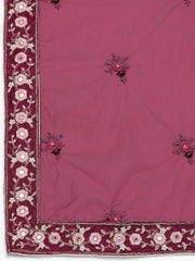 Women Burgundy Embroidered Semi-Stitched Lehenga & Unstitched Blouse With Dupatta - Inddus.com
