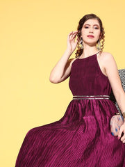 Women Burgundy Solid Gown for Days - Inddus.com
