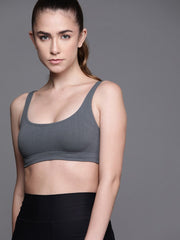 WOMEN CHARCOAL GREY LOW IMPACT SPORTS BRA - Inddus.com