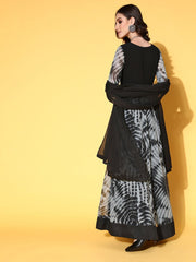 Women Classic Black Georgette Tie & Dye 2.0 Kurta - Inddus.com