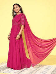 Women Embellished Sequined A-Line Ethnic Dress - Inddus.com