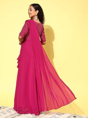 Women Embellished Sequined A-Line Ethnic Dress - Inddus.com
