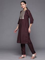 Women Embroidered Kurta With Trousers - Inddus.com