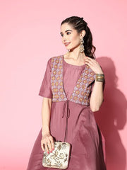 Women Embroidered Thread Work Kurta with Trousers - Inddus.com