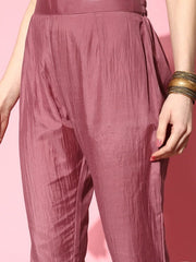 Women Embroidered Thread Work Kurta with Trousers - Inddus.com