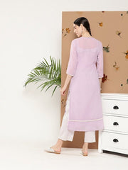 Women Ethnic Motifs Embroidered Thread Work Georgette Kurta - Inddus.com