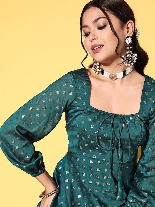 Women Ethnic Motifs Silk Blend Fluid Tie-Up Kurta Set - Inddus.com