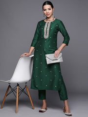 Women Ethnic Motifs Yoke Design Kurta With Trousers - Inddus.com