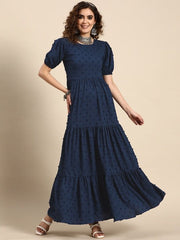 Women Fit and Flare Tiered Dress - Inddus.com