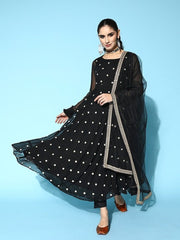 Women Floral Embroidered Kurta with Trousers & Dupatta - Inddus.com