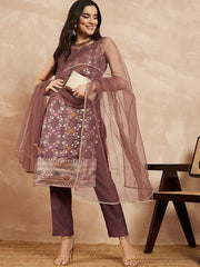 Women Floral Kurta with Trousers & With Dupatta - Inddus.com