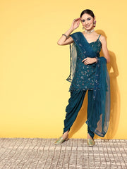 Women Floral Net Bling it On Kurta Set - Inddus.com