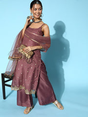 Women Floral Net Bling it On Kurta Set - Inddus.com