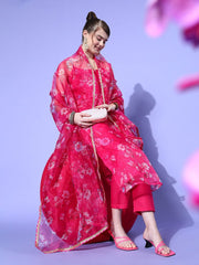 Women Floral Organza Print Parade Kurta Set - Inddus.com