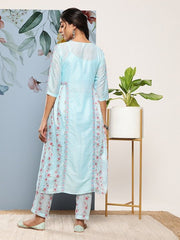 Women Floral Printed A-Line Kurta With Trousers - Inddus.com