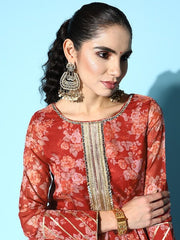 Women Floral Printed Gotta Patti Kurti With Sharara - Inddus.com