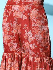Women Floral Printed Gotta Patti Kurti With Sharara - Inddus.com
