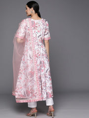 Women Floral Printed Regular Kurta with Trousers & Dupatta - Inddus.com