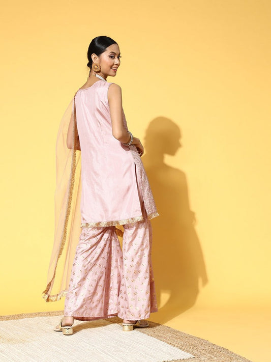 Women Floral Silk Blend Ethereal Embroidery Kurta Set - Inddus.com