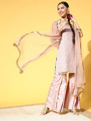 Women Floral Silk Blend Ethereal Embroidery Kurta Set - Inddus.com