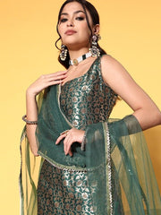 Women Floral Silk Blend Spaghetti Straps Kurta Set - Inddus.com