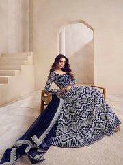 Women Floral Thread Embroidered Anarkali Kurta with Dupatta - Inddus.com