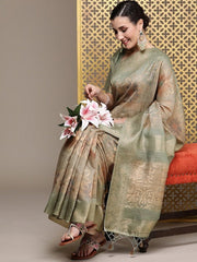 Women Floral Woven Design Saree with Blouse Piece - Inddus.com
