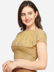 Women Gold-Coloured Solid Stretchable Saree Blouse - Inddus.com