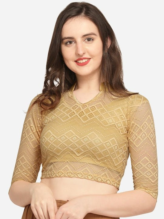 Women Gold Designer Blouse - Inddus.com