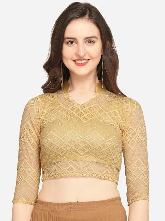 Women Gold Designer Blouse - Inddus.com