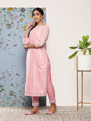 Women Gotta Patti Pure Cotton Kurta With Trousers & With Dupatta - Inddus.com