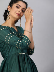 Women Green Yoke Design Embroidered Palazzo Suit - Inddus.com