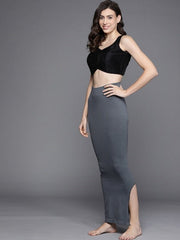 Women Grey Solid High Compressed Seamless Instant Slimming Saree Shapewear - Inddus.com