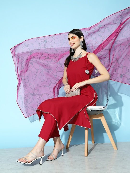 The Svaya Kurtas : Buy The Svaya Maroon Aline Frilled Kurta For Women  Online | Nykaa Fashion