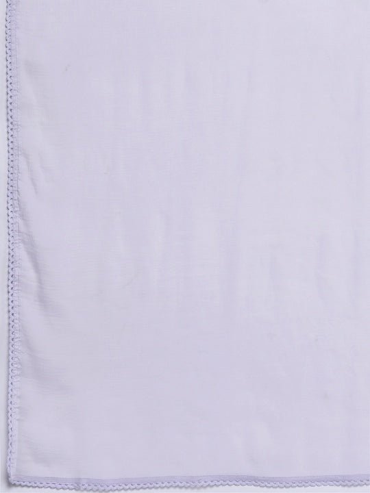 Women Lavender Embroidered Chikankari Kurta with Palazzos & With Dupatta - Inddus.com