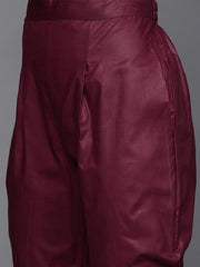 Women Maroon Floral Kurta with Trousers - Inddus.com