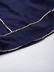 Women Navy Blue Embroidered Sequinned Kurta with Sharara & With Dupatta - Inddus.com