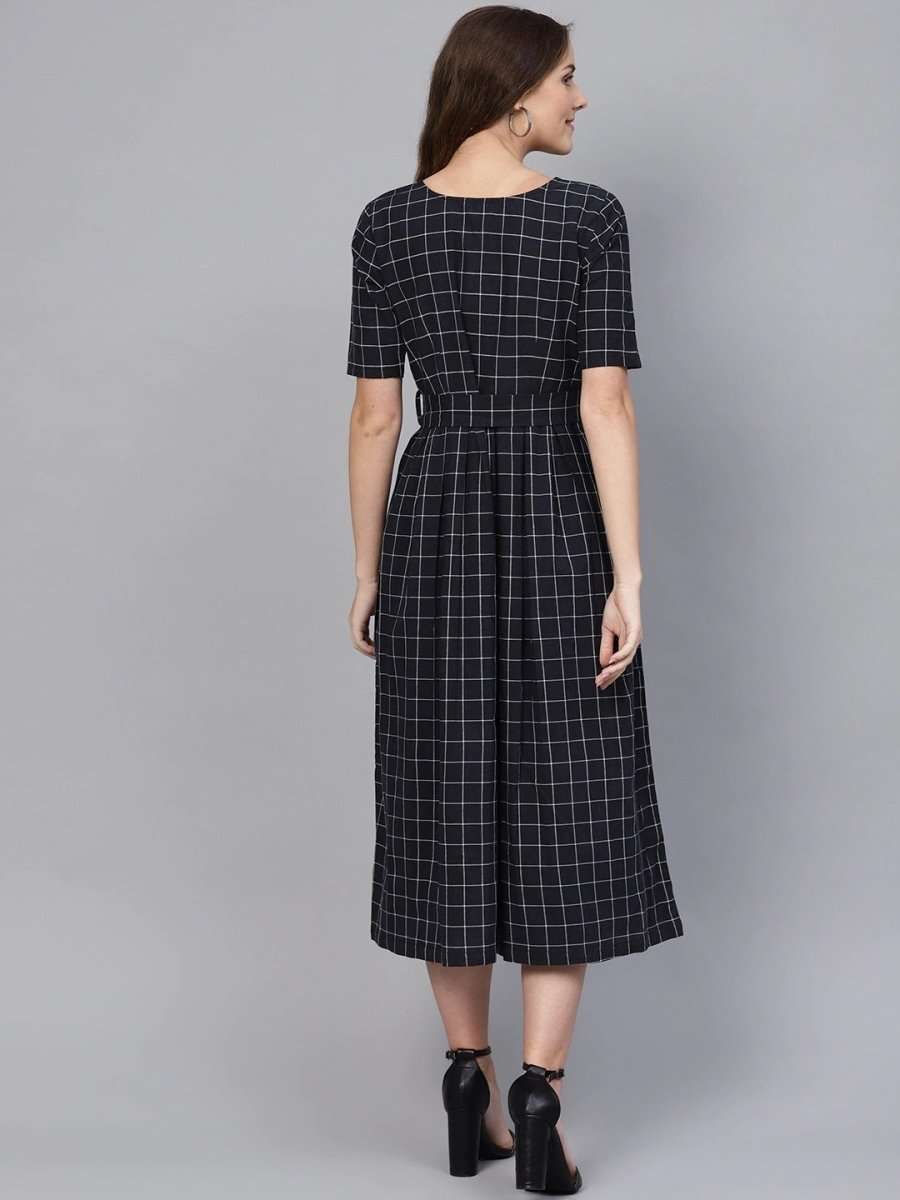 Buy Women Navy & White Checked A-Line Dress -Inddus.com. XS-34 Buy Women Navy & White Checked A-Line Dress -Inddus.com. XS-34