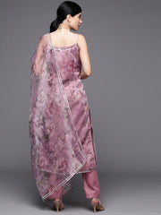 Women Pink Floral Printed Kurta with Trousers & With Dupatta - Inddus.com