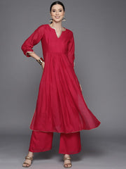 Women Pink Sequinned Kurta with Palazzos - Inddus.com