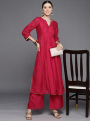 Women Pink Sequinned Kurta with Palazzos - Inddus.com