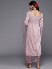Women Pink Tribal Embroidered Thread Work Kurta with Trousers & With Dupatta - Inddus.com