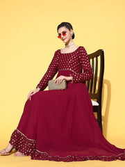 Women Pretty Pink Georgette Elevated Gown - Inddus.com