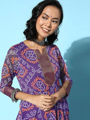 Women Pretty Purple Chiffon Ethereal Embroidery Kurta - Inddus.com