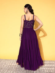 Women Purple Floral Gown for Days - Inddus.com