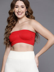 WOMEN RED BANDEAU SPORT BRA - Inddus.com